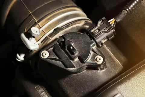 Sensor map de un coche, mostrando el sensor de flujo de aire masivo (MAF) con su conector eléctrico.