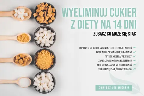 Łyżki i miseczki z różnymi rodzajami cukru. Dowiedz się, jak odstawić cukier i jakie korzyści przyniesie Ci dieta bez cukru na 14 dni.