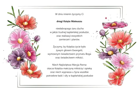 W dniu imienin życzymy Ci, drogi Księże Mateuszu, niesłabnącego żaru ducha w kapłańskiej posłudze.
