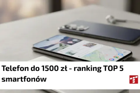 Jaki telefon do 1500 zł? Ranking TOP 5 smartfonów, dwa nowoczesne telefony i słuchawki na stole.