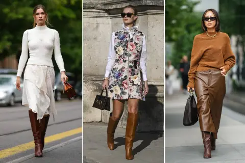 Ispirazione su come abbinare stivali marroni scamosciati con look eleganti e casual.