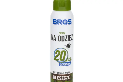 Bros spray na odzież chroni przed kleszczami przez 20 dni. Idealny na wycieczki do lasu.