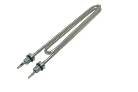 Metalowa grzałka do bojlera 100l, z dwoma końcówkami przyłączeniowymi.