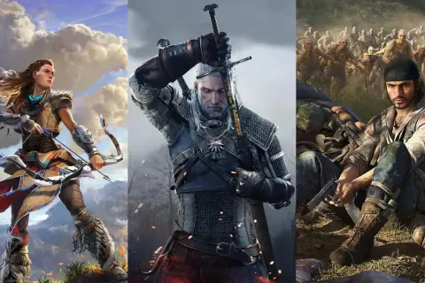 Aloy z łukiem, Geralt z mieczem i Deacon z pistoletem – bohaterowie epickich gier z otwartym światem.
