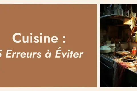 Cuisine : 5 erreurs à éviter. Une cuisine ouverte désordonnée avec des ustensiles et des ingrédients.