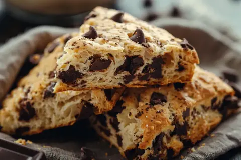 Klassiska scones med chokladbitar, perfekt för en mysig fika.