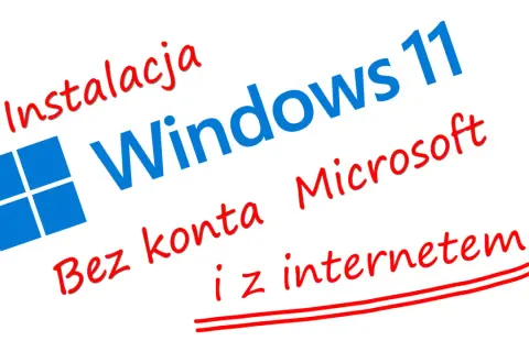 Instalacja Windows 11 bez konta Microsoft i z internetem. Logo Windows.
