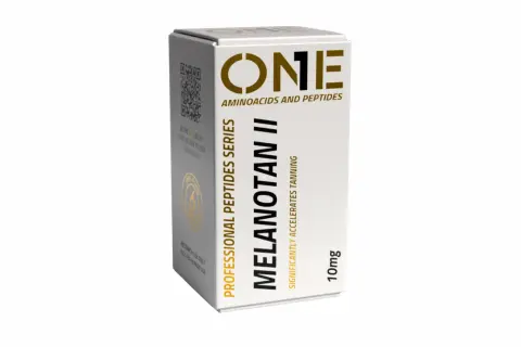 Opakowanie Melanotan II, 10mg. Informacje o produkcie i ostrzeżenia o potencjalnych melanotan 2 skutki uboczne.