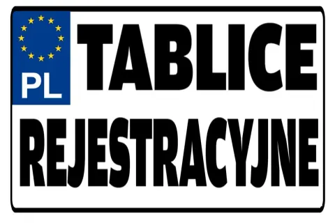 Tablice rejestracyjne z symbolem PL i gwiazdami Unii Europejskiej.