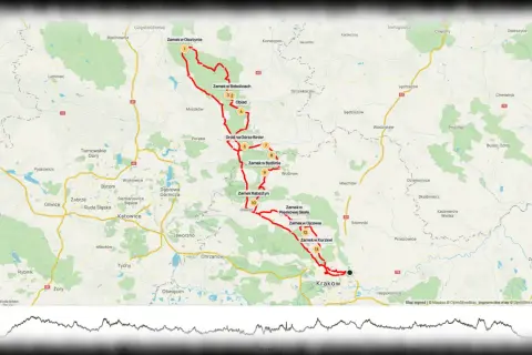 Trasa motocyklem po Szlaku Orlich Gniazd: od Olsztyna przez zamki Bobolice, Bydlin, Rabsztyn, Pieskową Skałę, Ojcowski Park Narodowy aż do Krakowa.