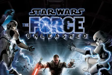 Starkiller entfesselt die Macht gegen Sturmtruppler im **Star Wars: The Force Unleashed PS4** Artwork.