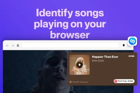 Jak znalezc piosenke z nagrania w przeglądarce? Wyświetla się okienko z tytułem "Happier Than Ever" Billie Eilish.