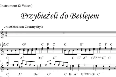 Proste chwyty gitarowe do kolędy przybieżeli do Betlejem dla początkujących