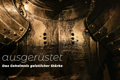 Detailaufnahme einer kunstvoll verzierten Rüstung, die an den **Helm des Heils** erinnert. Sie symbolisiert die Ausrüstung für geistige Stärke.