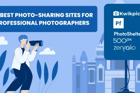 Discover the 5 best platforms to share photos for professional photographers, featuring Kwikpic, PhotoShelter, 500px, and Zenfolio.