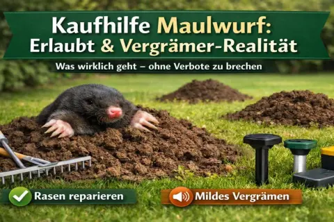 Ein Maulwurf im Garten? Hier erfährst du, was du tun kannst, um ihn sanft zu vergrämen und deinen Rasen zu reparieren.