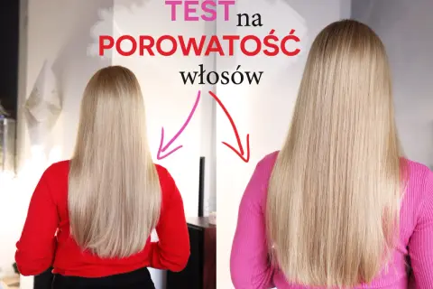 Test na porowatość włosów: porównanie efektów. Długie, blond włosy w dwóch stylizacjach.