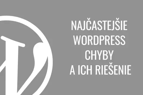 Logo WordPress i tekst "Najczęstsze błędy WordPress i ich rozwiązanie" na szarym tle.