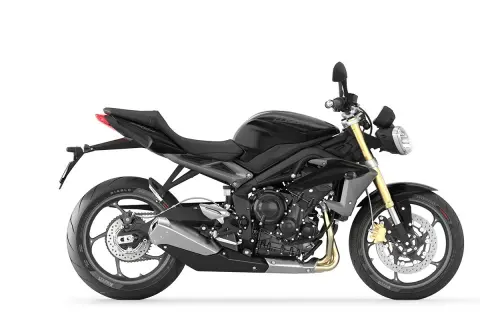 Czarny motocykl Triumph Street Triple 675 na białym tle.