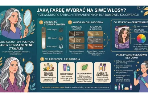 Jak farbować siwe włosy? Przewodnik po farbach permanentnych. Wybierz odcień, sprawdź opakowanie i ciesz się trwałym kolorem.