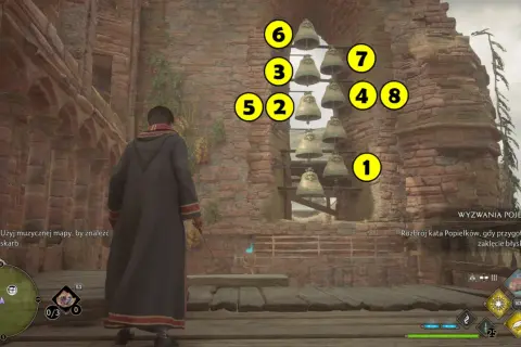 Rozwiązanie dzwoniące w Hogwarts Legacy: sekwencja dzwonków 1-2-3-4-5-6-7-8.
