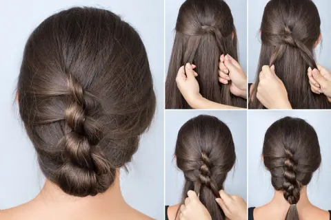 Tutorial de recogidos fáciles informales. Paso a paso para crear un peinado trenzado y recogido elegante y rápido.