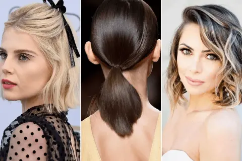 Peinados para ir a trabajar media melena: coleta baja pulida, ondas suaves con lazo y melena suelta con capas.