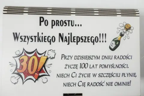 Po prostu... Wszystkiego Najlepszego!!! Wesołe życzenia na 30 urodziny z szampanem i liczbą 30.