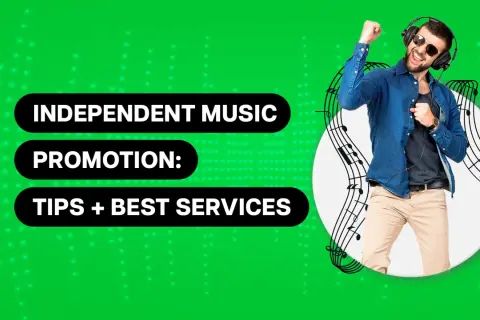 Learn how to promote your music independently with tips and best services. A happy musician with headphones and sunglasses celebrates success.