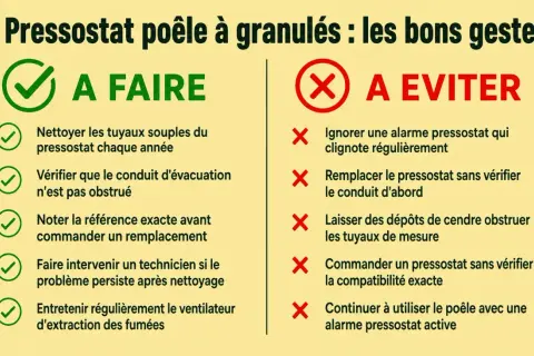 Conseils pour le pressostat de poêle à granulés : à faire et à éviter. Évitez le mauvais tirage poêle à granule en suivant ces gestes.