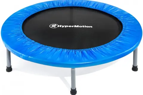 Niebieska mini trampolina HyperMotion. Czy trampolina jest zdrowa dla dzieci? Tak, to świetna zabawa i aktywność fizyczna!
