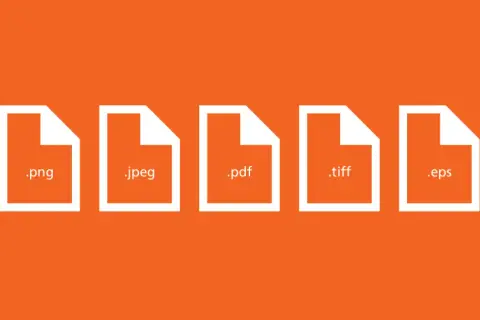 Icone di file con diverse estensioni immagini: .raw, .png, .jpeg, .pdf, .tiff, .eps, .svg.