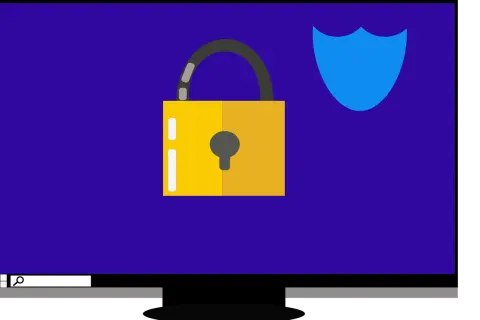 Grafika przedstawia otwartą kłódkę i tarczę, symbolizujące bezpieczeństwo. Dowiedz się, jak zablokować YouTube na telewizorze.