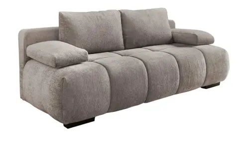 Graues Sofa mit Wellenfederung und bequemen Kissen.