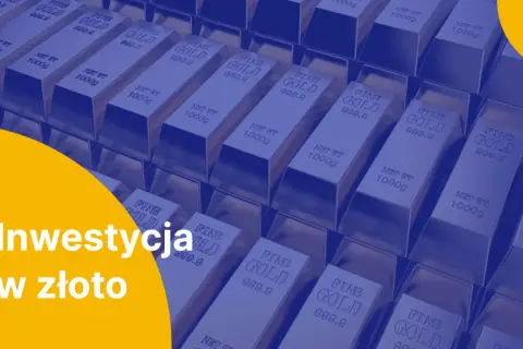 Inwestycja w złoto – rząd sztabek symbolizuje akcje rynku złota, potencjalne zyski i stabilność.