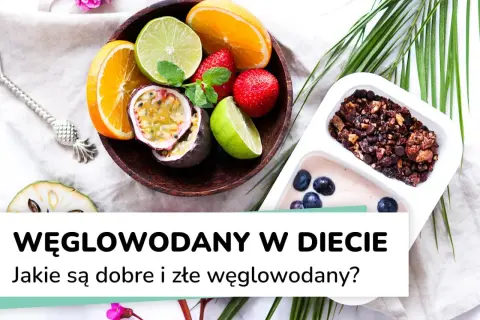 Miska z owocami (pomarańcza, limonka, marakuja, truskawki) i pojemnik z jogurtem i granolą.