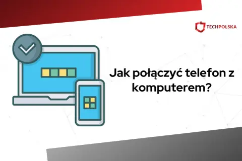 Ilustracja przedstawiająca połączony telefon i laptop z zaznaczonym zielonym znacznikiem.