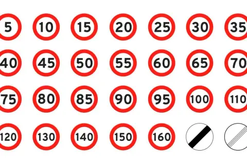 Verschiedene Geschwindigkeitsbegrenzungsschilder. Wer innerorts 10 kmh zu schnell fährt, riskiert eine Strafe.