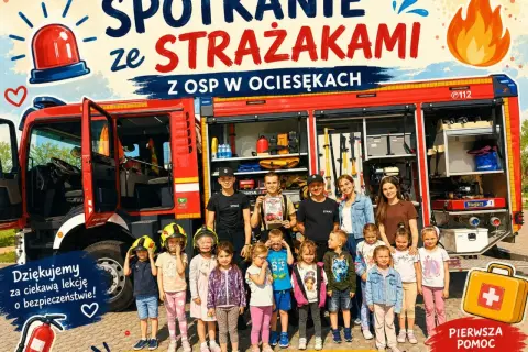 Mistrzowie internetu, czyli strażacy z OSP w Ociesiękach, dzielą się wiedzą z dziećmi. Uczą się o bezpieczeństwie i pierwszej pomocy.
