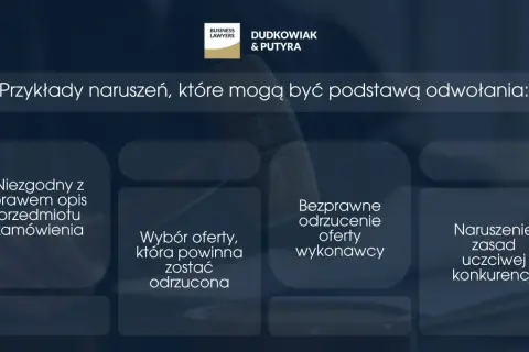 Prawo zamówień publicznych w pigułce: przykłady naruszeń, które mogą być podstawą odwołania, np. niezgodny z prawem opis przedmiotu zamówienia.