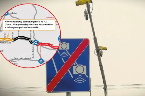 Nowy odcinkowy pomiar prędkości na A2 między Mińskiem Mazowieckim a Kałuszynem. Uważaj na kamery!