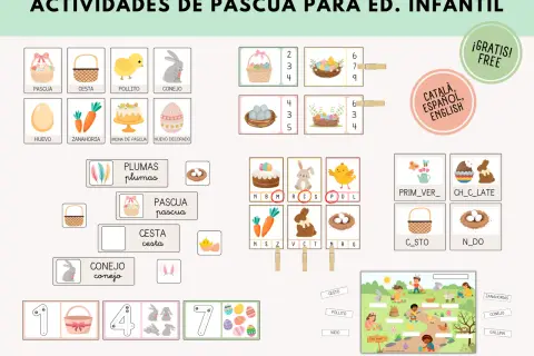 Fichas de pascua para primaria: huevos, conejos, cestas y pollitos para aprender jugando. ¡Actividades divertidas!