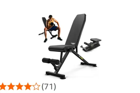 Verstellbare Hantelbank von T-Rex Sport für effektives Krafttraining. Ein Mann trainiert mit Hanteln.