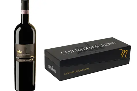 Butelka i pudełko na wino Brunello di Montalcino. Elegancki zestaw dla koneserów.