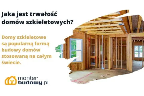 Wnętrze domu w budowie, widoczny szkielet konstrukcji drewnianej. Czy domy szkieletowe są trwałe? Tak, to popularna metoda budowy na świecie.