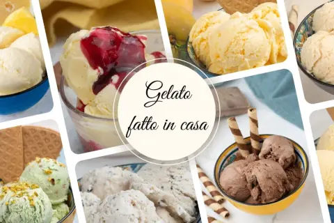 Collage di gelati fatti in casa, perfetti per chi cerca ricette gelato con gelatiera. Gusti vari, dalla crema al pistacchio, per un dessert delizioso.