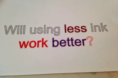 Will using less ink work better?" - pytanie o druk na folii przezroczystej.