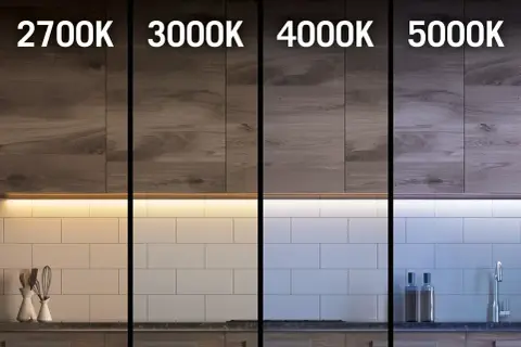 Porównanie barwy światła: 2700K, 3000K, 4000K, 5000K. Jaka barwa światła do przedpokoju? Ciepłe, neutralne i zimne odcienie.