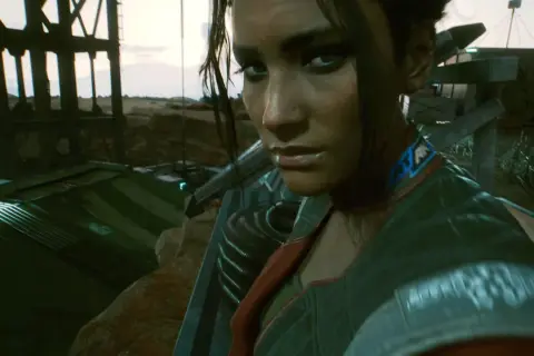 Panam Palmer aus Cyberpunk 2077, ein Blick, der mehr verspricht als nur eine Romanze.