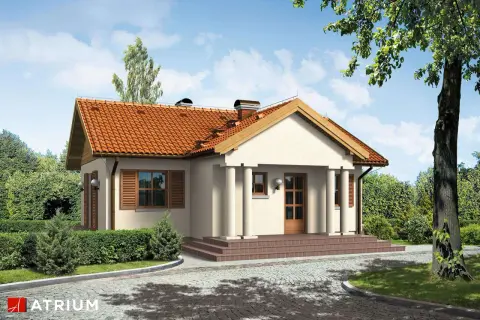Uroczy dom w stylu dworkowym, z werandą wspartą na kolumnach i czerwoną dachówką. Idealny przykład projektów domów dworkowych.